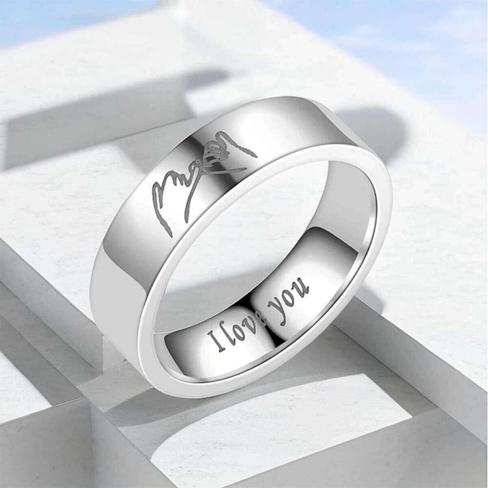Titanium Steel Couple with "I LOVE YOU" Engraved Inside - Black/White Matching Promise Rings for Couples, Anniversary Jewe W260206