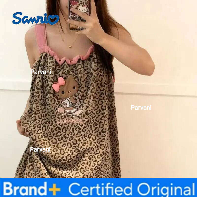 Sanrio Hello Kitty Sexy Bath Skirt Kawaii Cartoon Suspenders Night Dress Long Dresses Bathrobe Women's Home Clothes New Arrival H260206 - view 6
