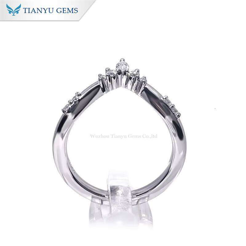 Tianyu Gems Custom Solid Gold Jewelry Platinum 950 7*10Mm Marquise Brilliant Cut Moissanite D Vvs1 Ring Set For Women