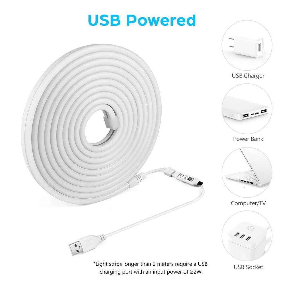 5V USB RGB Light LED Strip Bluetooth App Music Control Neon Sign Waterproof Room Disco KTV Party Decor Lighting 1M 2M 3M 5M Z260206