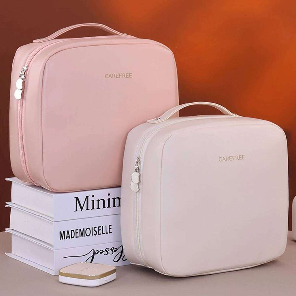 Bag For Women PU Multi Pocket Cosmetic Organizer Portable Double Zipper Travel Makeup Brush Toiletries Storage Bags Y260206