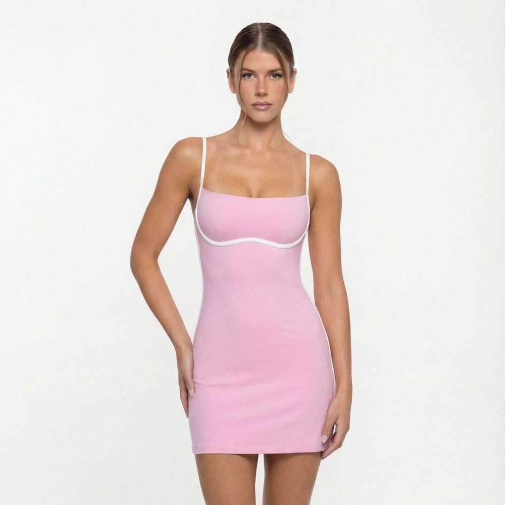 Sports Color-Block with Chest Pad Lining, Tennis Skirt for Women, Golf, Running, Fitness, Thin and Quick-Dry