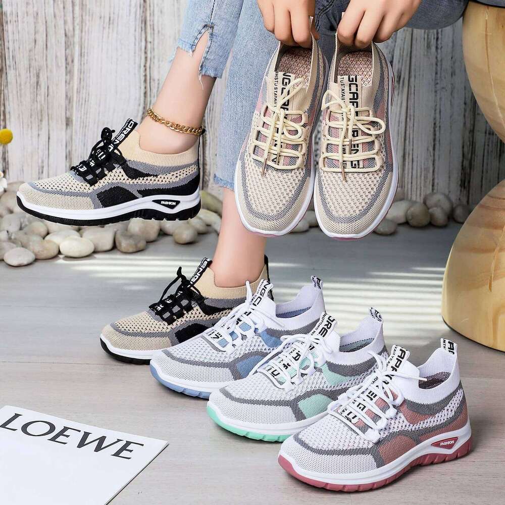 Spring new women's casual sports breathable lightweight anti slip flat outdoor hiking discount shoes free shipping