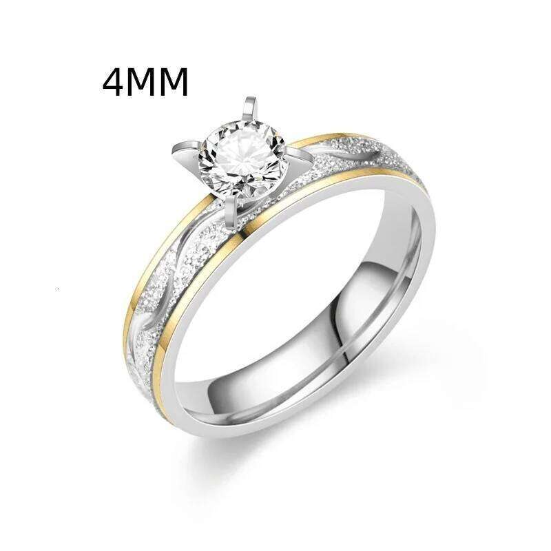 Korean Couple Lover Engagement Rings Women Men Stainless Steel Ring With Zircon Fashion Jewelry for Wedding Size 5-13 W260206