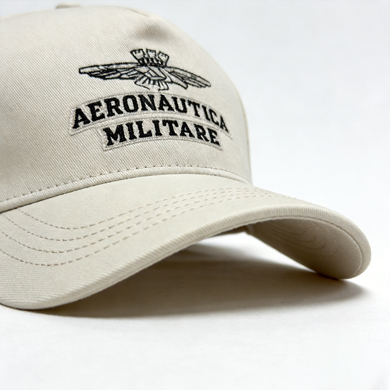 Men's Women's Beige Military Cap Air Force Badge Embroidery Adjustable Curved Brim Hat