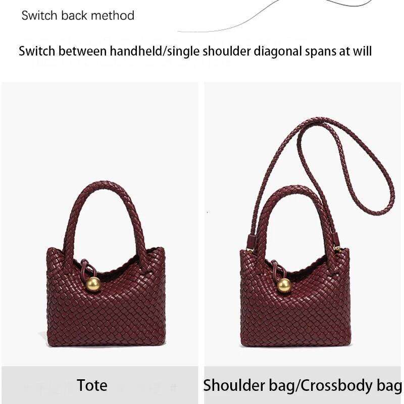 Woven Shoulder Crossbody for Women Small Vegan Leather Purse Tote Handbag Hobo Bag Y260205