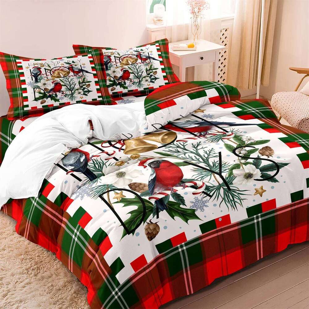 3pcs grid Pattern Duvet Cover, Comfortable And Soft Bedding Set For Bedroom Dormitory Room Decoration Christmas gift XJ260206