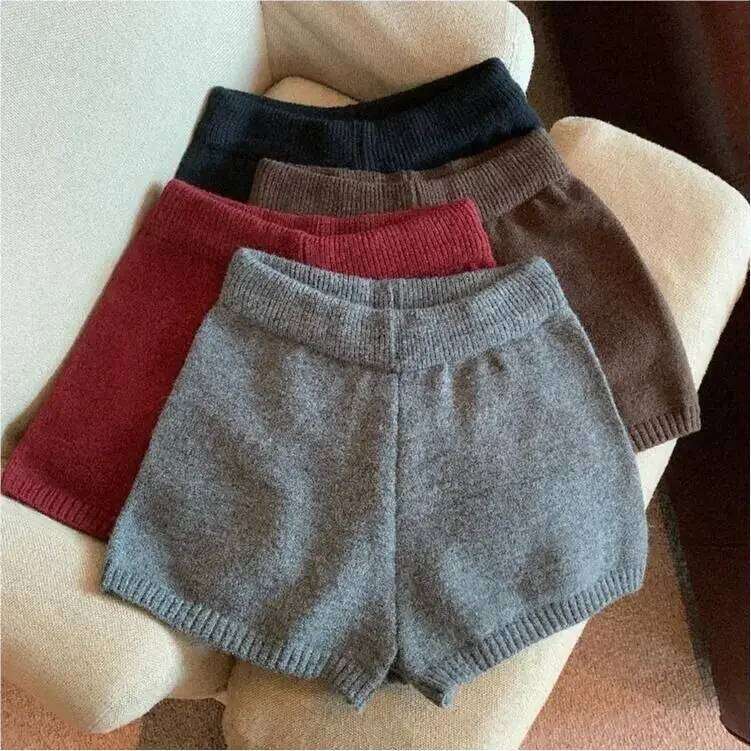 Women's Knitted Solid Color Yarn Yoga Inner Wear High Slimming Versatile Shorts Hot Pants Low Waist Fabric XJ260206