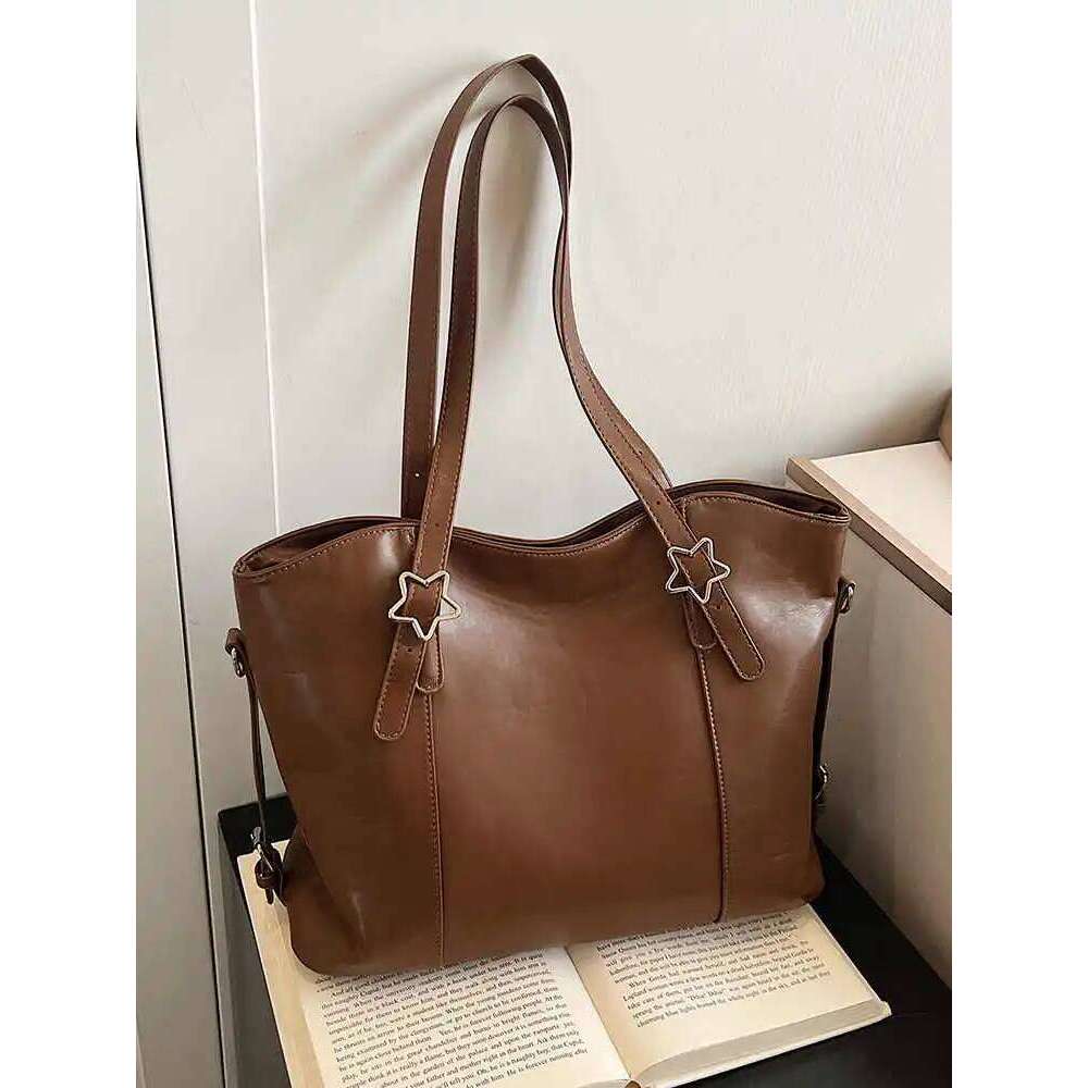 Retro Commuter Tote for Women Korean Autumn Winter New Fashion Large Capacity Underarm Bags Luxury Soft PU Shoulder Bag Y260205