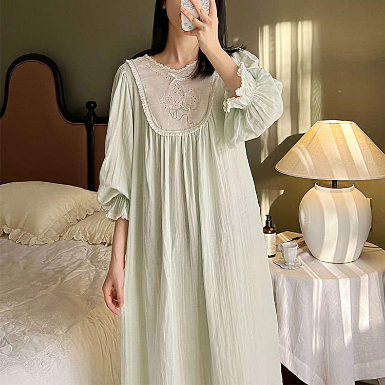 Morning Mist Girl Fairy Princess Nightgown Double Layer Gauze Pure Cotton Home Wear Style Pajamas for Women Spring Summer 201109
