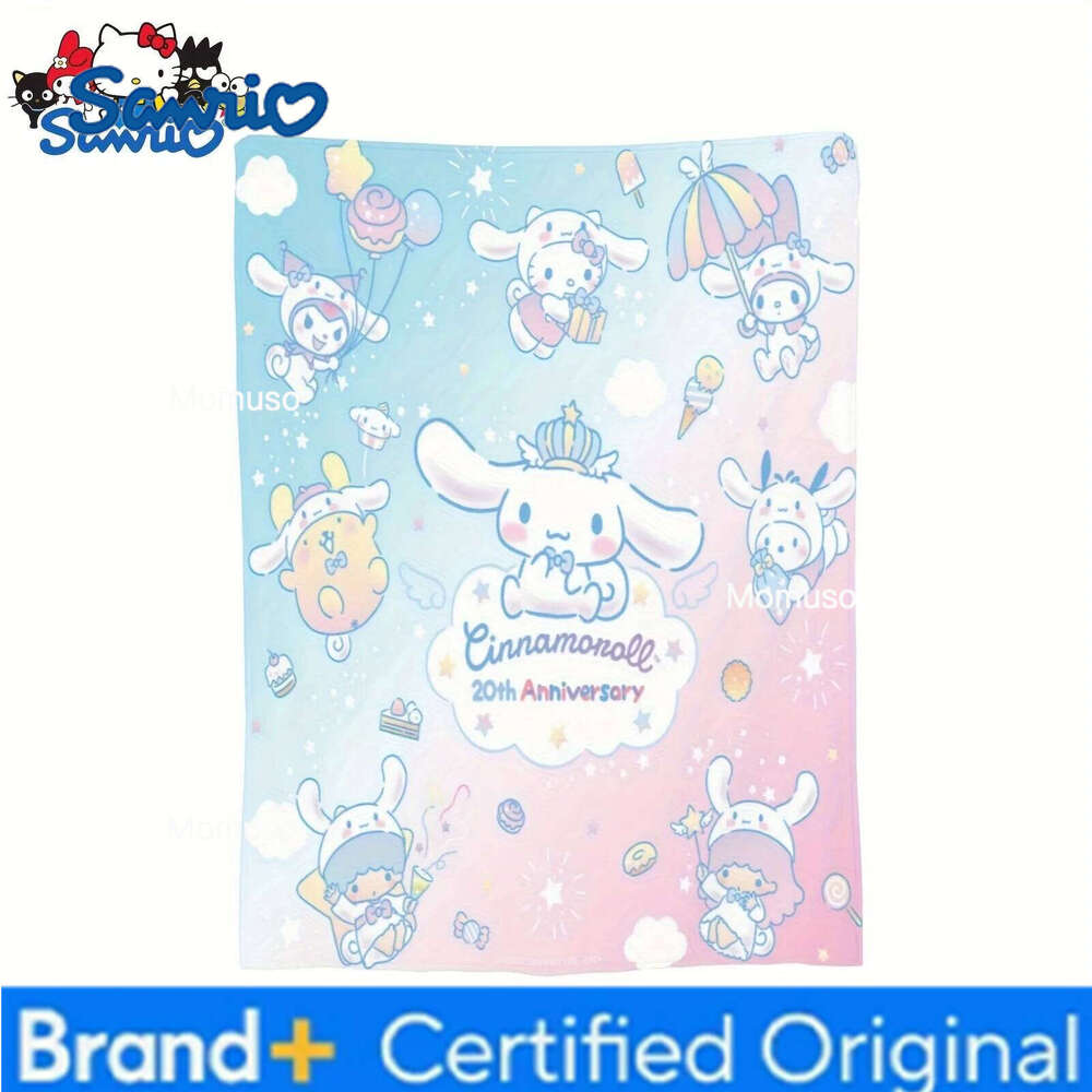 Sanrio 1 Cinnamoroll 20th Anniversary Flannel Blanket 2D Single Print Cute Soft Fluffy Couch Bed Living Room Bedroom Home Decor H260206