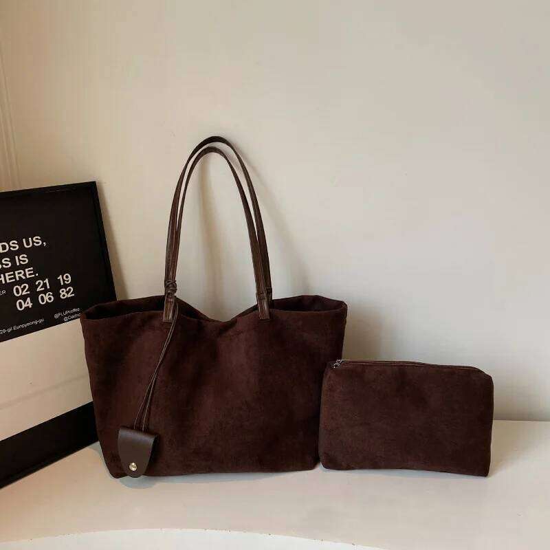 Light Luxury Niche High-End Capacity Tote Commuter Suede Shoulder Retro Fashion Stylish Underarm Bag Y260205