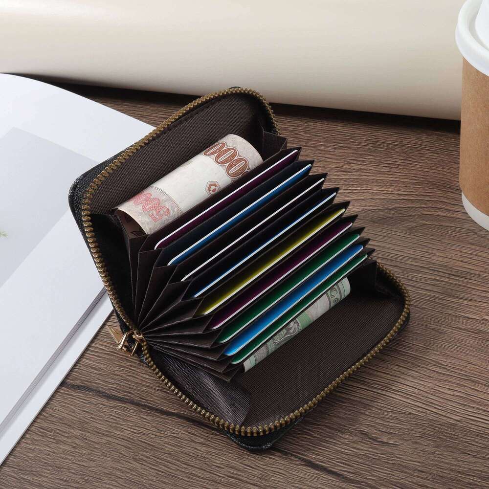 High quality PU leather credit storage bag with simple casual multi card holder, perfect for outdoor, travel, and back Y260206