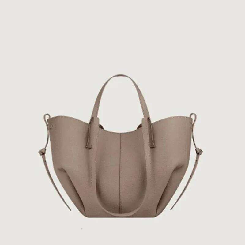 Women's large capacity leather hand-held wing pleated tote bag, casual and fashionable one shoulder underarm bag Y260205