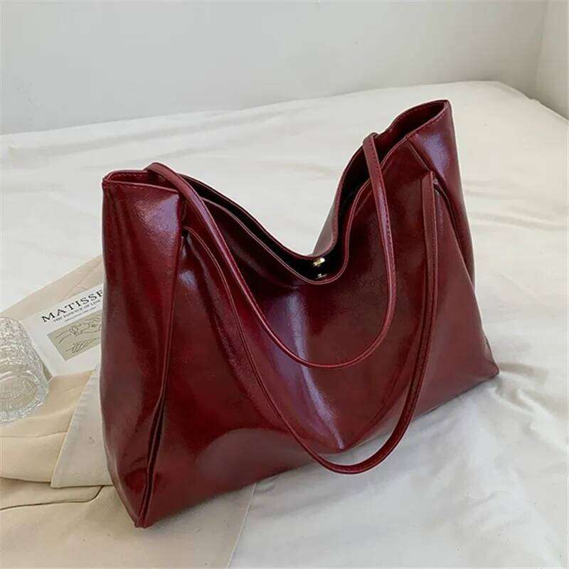 Women's Tote Large Capacity Soft Leather Shoulder Bag, Retro Casual Handbag, Perfect for Commuting Handbags Travel Bag Y260205