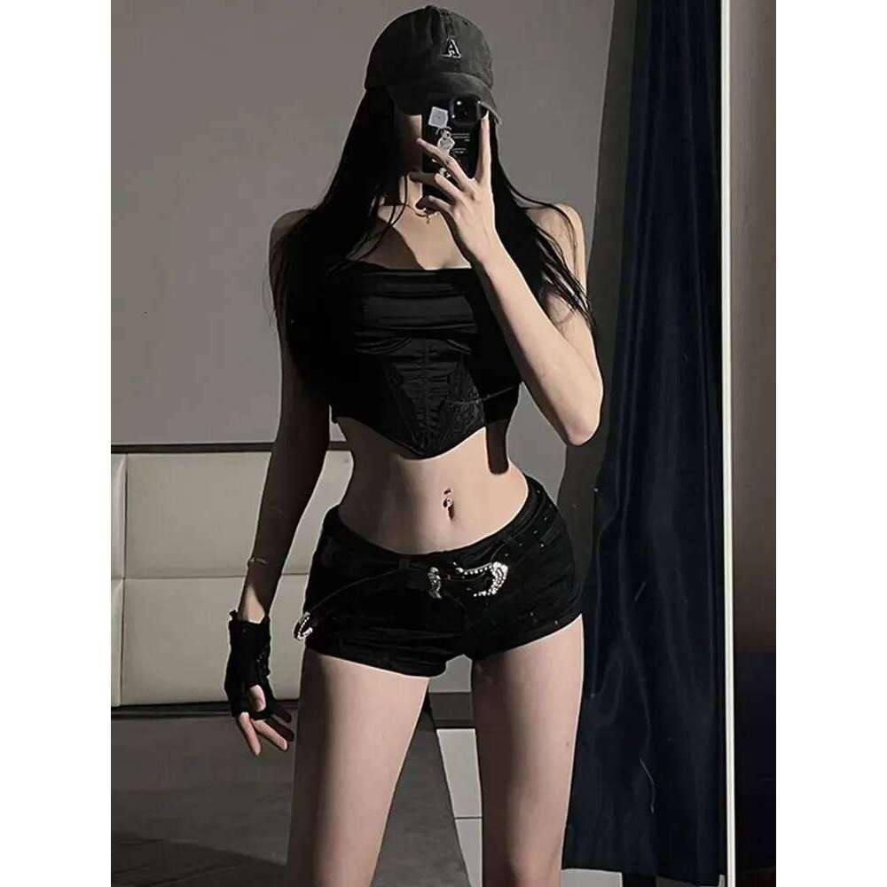 Denim Mini Shorts Women New European Style Trendy Summer Temperament Trousers Popular Button Sexy Sheath Night Club Slim Street H260206