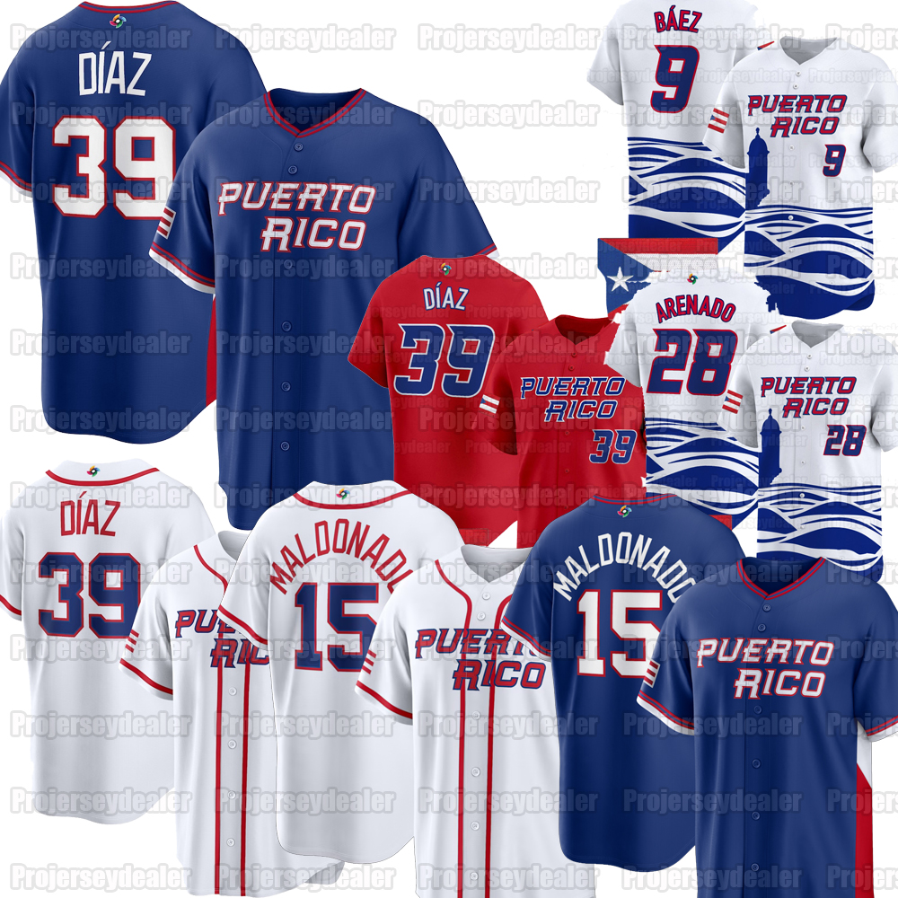 Javier Baez Team Puerto Rico 2026 World Baseball Classic Jerseys WBC Nolan Arenado Edwin Diaz Martin Maldonado Francisco Lindor Carlos Correa George Springer Men