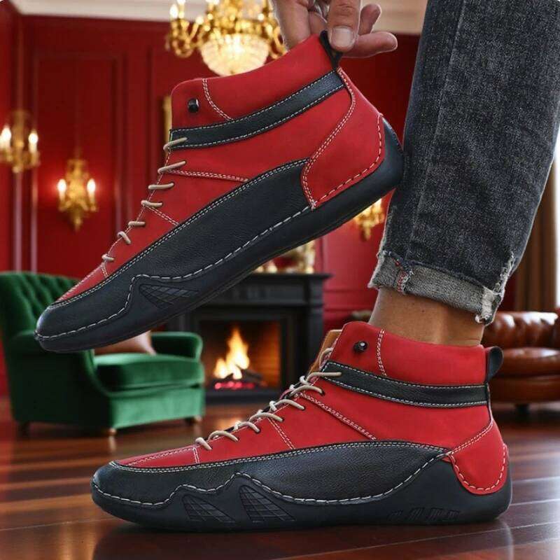 New 2025 Handmade Leather Outdoor Hiking Anti Slip Training Work Shoes Men Ankle Fashion Autumn Winter Boots