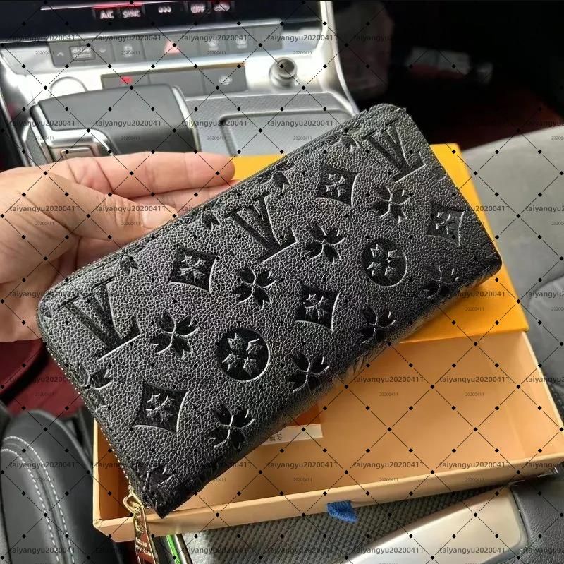 Designer Wallets Women Wallet High Quality Genuine Leather Men Wallet Zipper Ladies Long Purse purses Checked Embossed Flowers Small Wallet bag luxury 5A