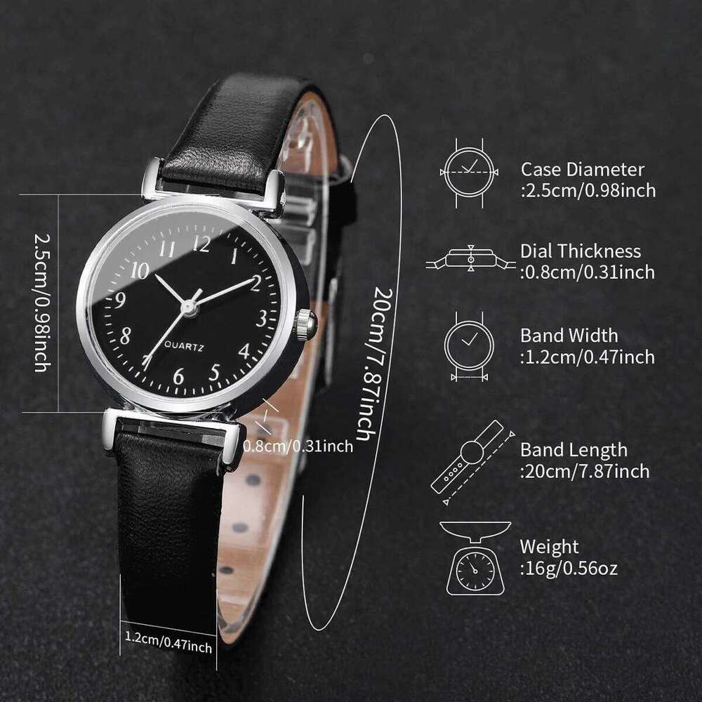 2PCS Fashion Small Arabic Dial Women Watches Ladies Leather Strap Quartz Wristwatch Bracelet Set Reloj Mujer Without Box Z260206