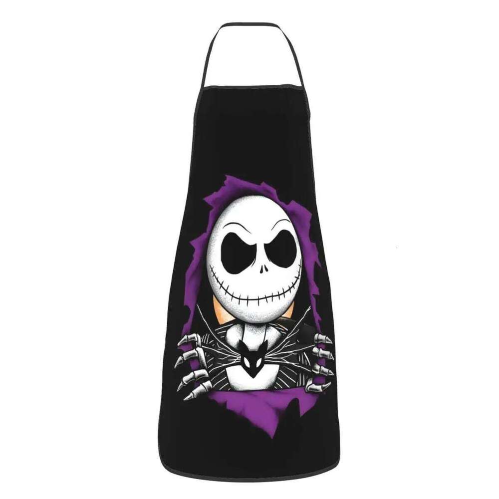 Bib Nightmare Before Christmas Skull Aprons Adult Chef Cooking Kitchen Jack Skellington Anime Tablier Cuisine Gardening S260205
