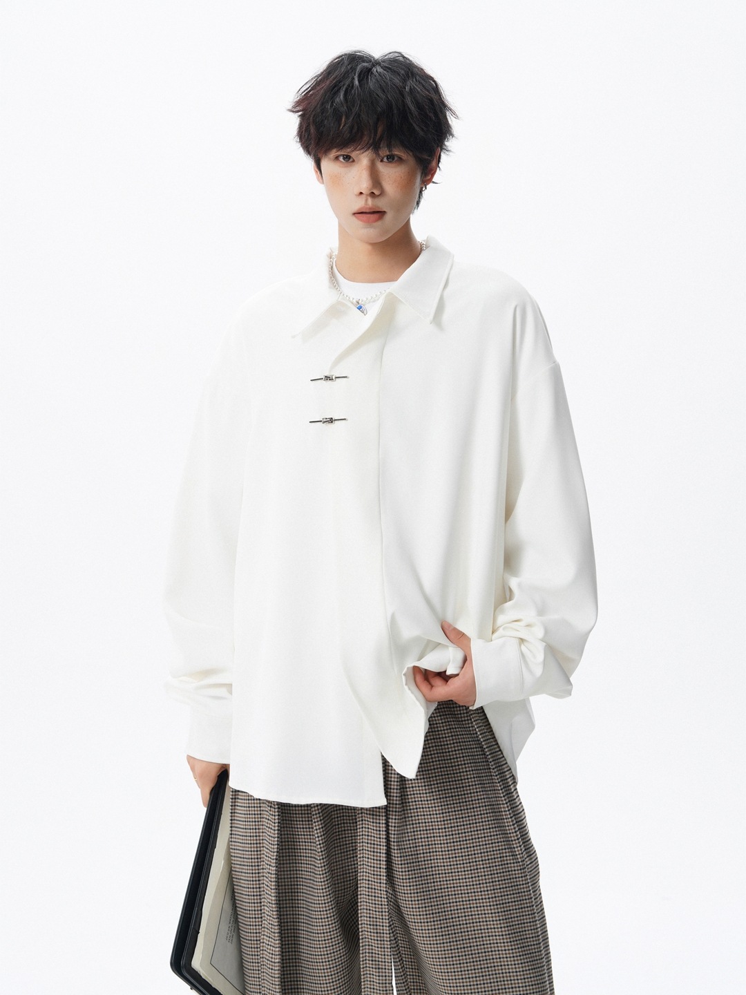 2026 New Chinese Style Long Sleeve Shirt Men Plus Size M 8XL Trendy Fashion Tang Suit Shirt Black White and Red