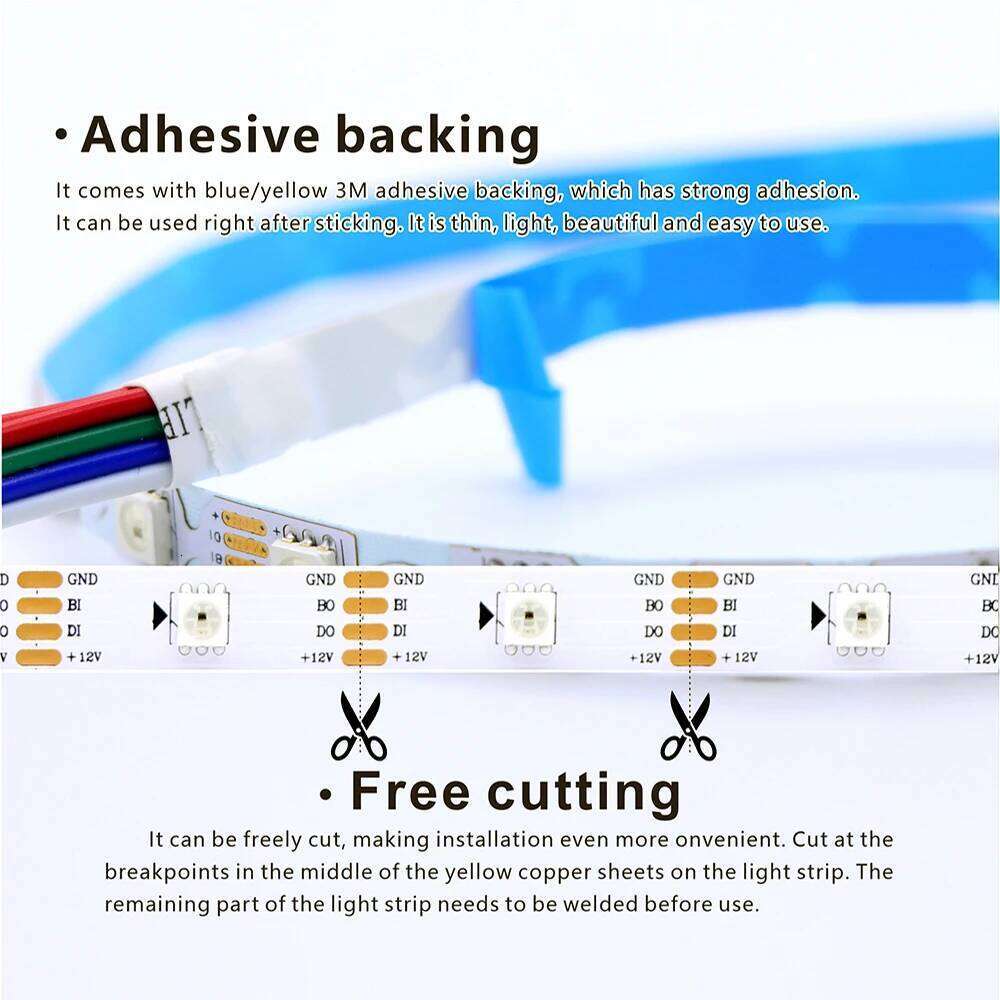 Led Pixel Strip Light 12V WS2815 SMD 5050 RGB Individually Addressable WS2811 WS2812 Smart 30/60/144leds/m Black/White PCB IP30 Z260206