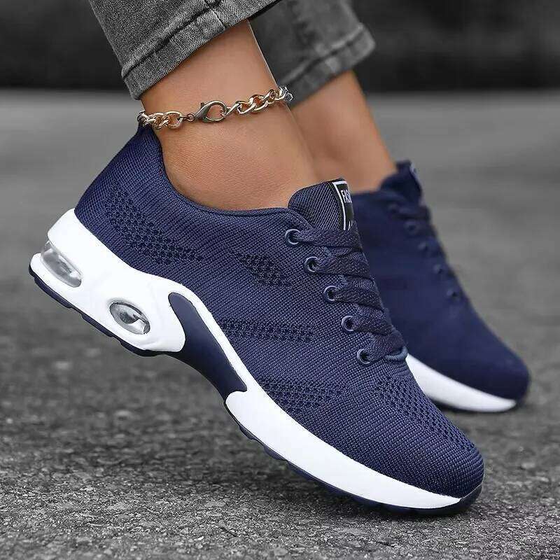 Women's Mesh Running Summer Fashionable Breathable Lace Up Quick Drying Thick Soled Casual Sports Shoes