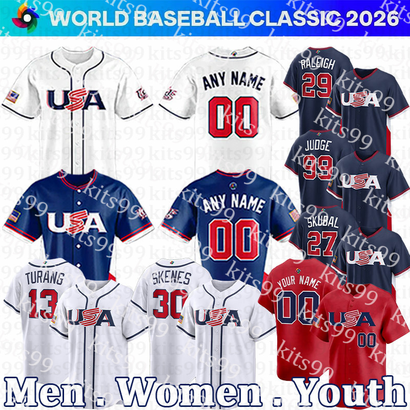 2026 World Baseball Classic Jersey Team USA Baseball Jersey Tarik Skubal Aaron Judge Mason Miller Logan Webb David Bednar Harper Mookie Zack Wheeler