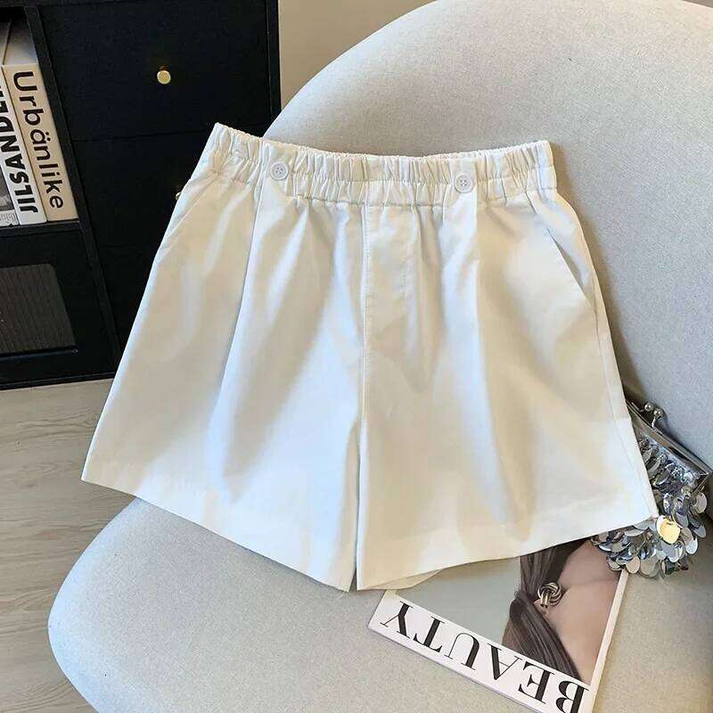 Washed Cotton Loose Fit Short Shorts Women's Summer Thin High Waist Slimming Wide Leg Three Quarter Length Casual Pants XJ260206