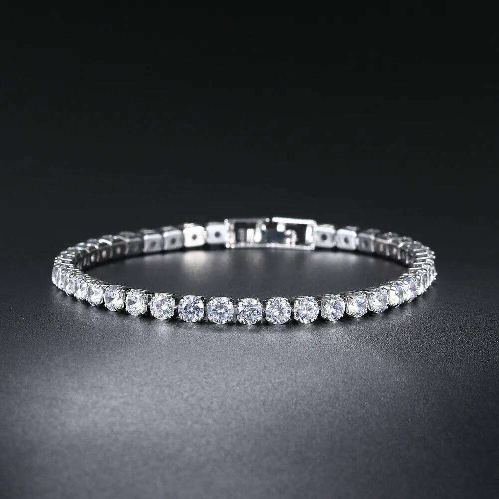 4mm Cubic Zirconia Tennis Iced Out Bracelets For Women Gold Silver Color Men Bracelet CZ Chain Homme Jewelry 26H0206
