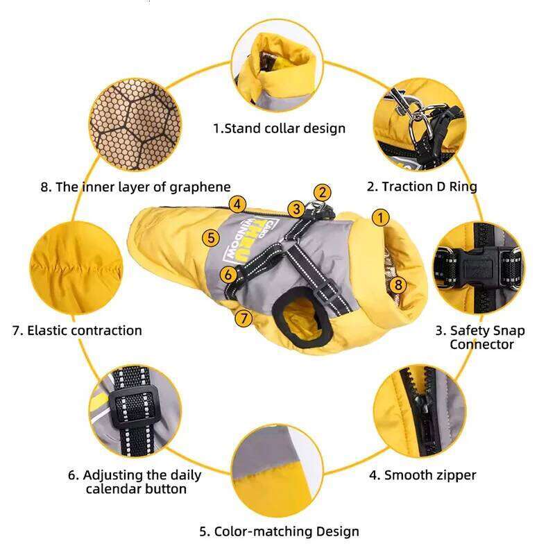 Famous brand Coat for Small Dogs Waterproof Dog Winter Jacket Harness Puppy Cold Weather Coats Reflective Pet Vest with ZipperFleece pupakaIK