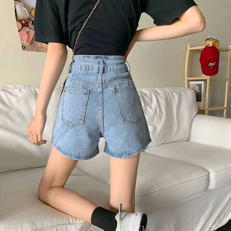 Denim Shorts Women Loose High Waist Sweetheart Embroidery Design Lovely Students Casual Wide Leg Fashion Korean Harajuku Vintage XJ260206