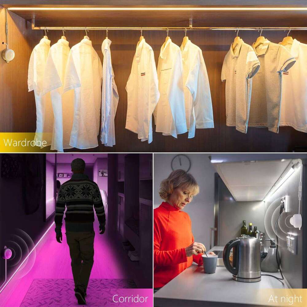 Smart PIR Motion Sensor Neon Lights LED Cabinet Kitchen Lamp Auto ON OFF Waterproof For Closet Cupboard DIY Christmas Decoration Z260206