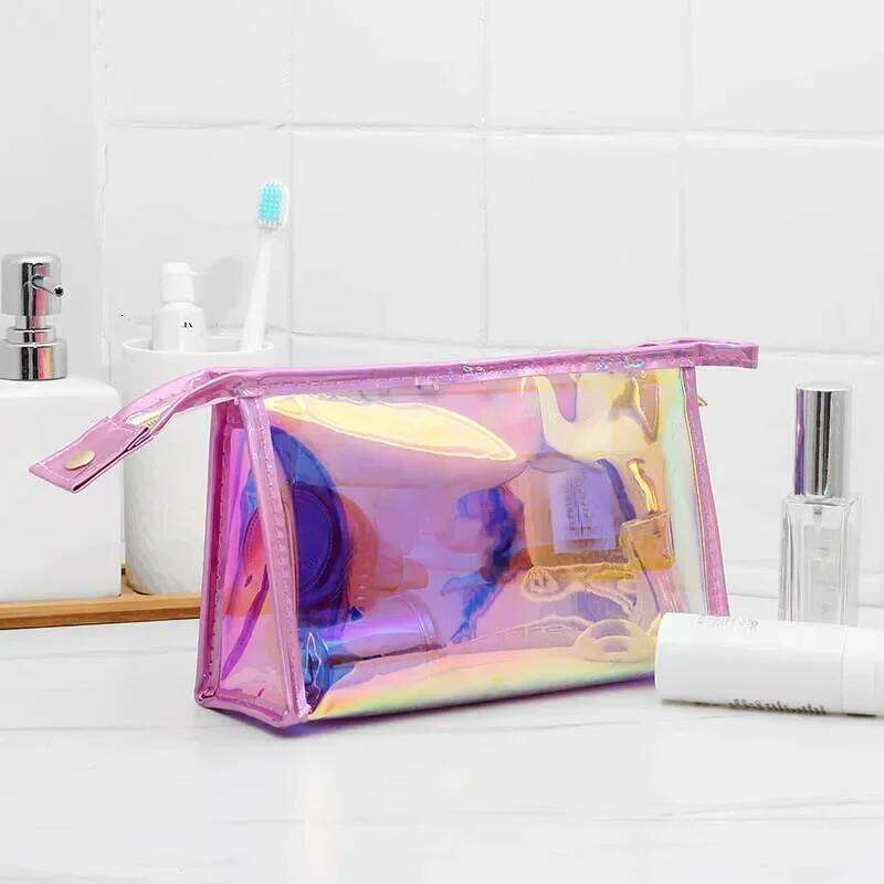 1 Pc Pink Girl Transparent Cosmetic PVC Clear Makeup Bag for Women Waterproof Zipper Beauty Case Travel Toiletry Bags Y260206