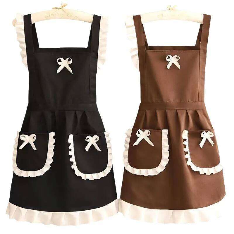 Cute Maid Outfit, Oil Stain Resistant Apron with Waistband, Kitchen and Restaurant Work Clothes S260205