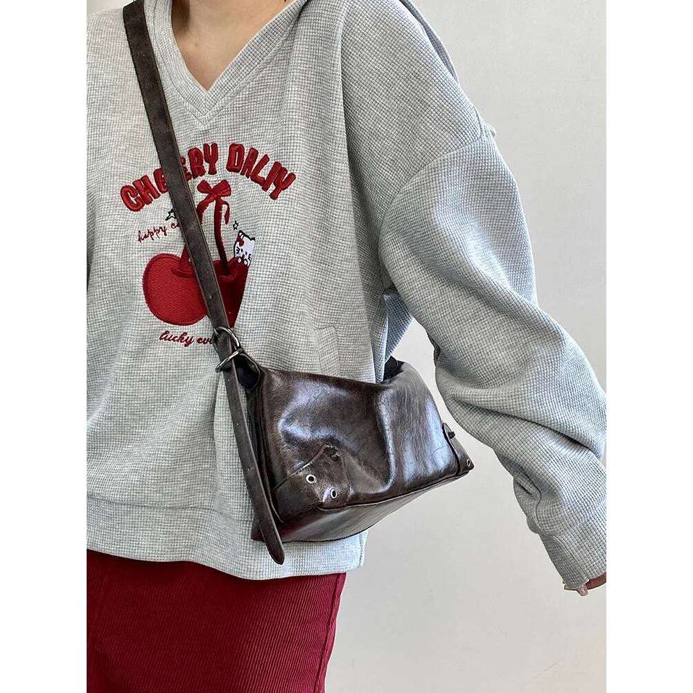 Pu Leather Retro Women's Underarm Cool Y2k Girls Vintage Small Shoulder Bags Simple Female Crossbody Bag Handbags Purse Y260205