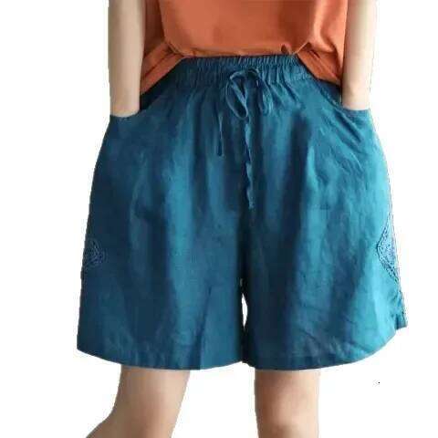 Summer New Lace Patchwork Cotton Linen Women's Loose Shorts Casual Thin Wide Leg Pants XJ260206