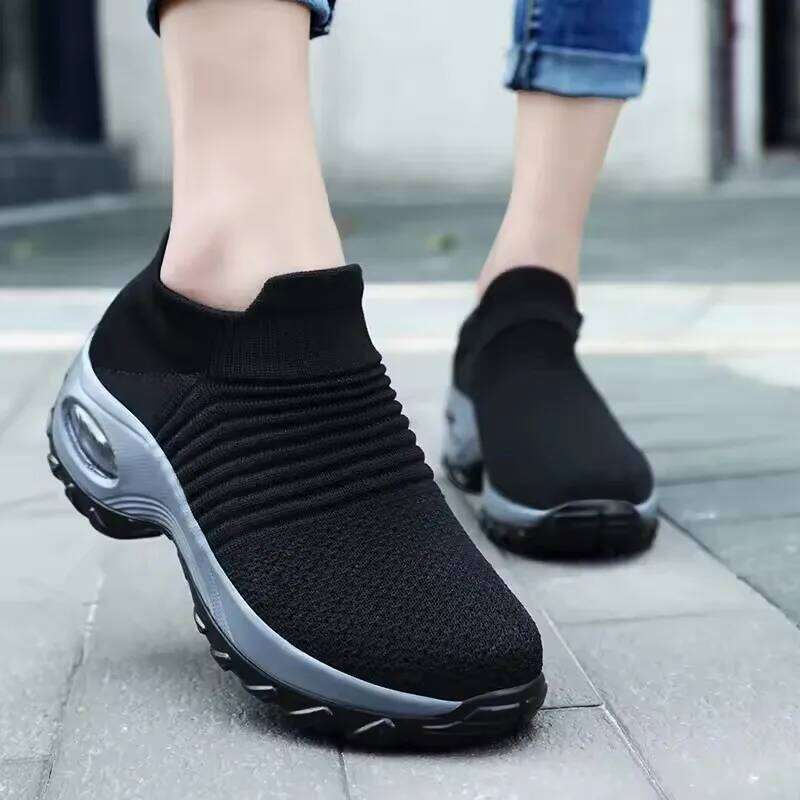 Elegant Knitted Women's Slip on Convenient Easy To Wear Breathable Mesh Height Outdoor Activities Versatile Shoes