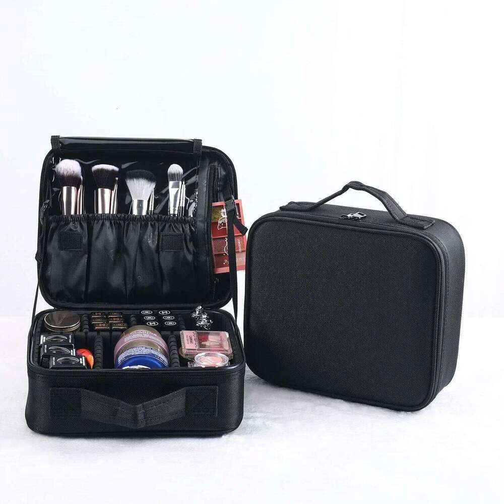 Train Case Makeup Cosmetic bag Organizer Portable Artist Storage Bag with Adjustable Dividers Y260206
