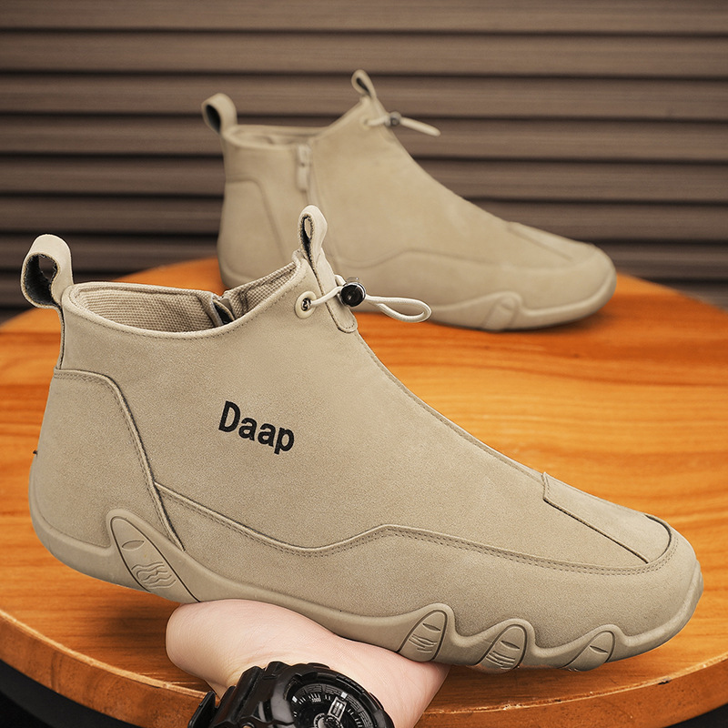 Spring and Autumn Labor Protection 2025 Breathable Casual Wear-resistant Construction Site Slip-on Work Shoes Men's Martin Boots