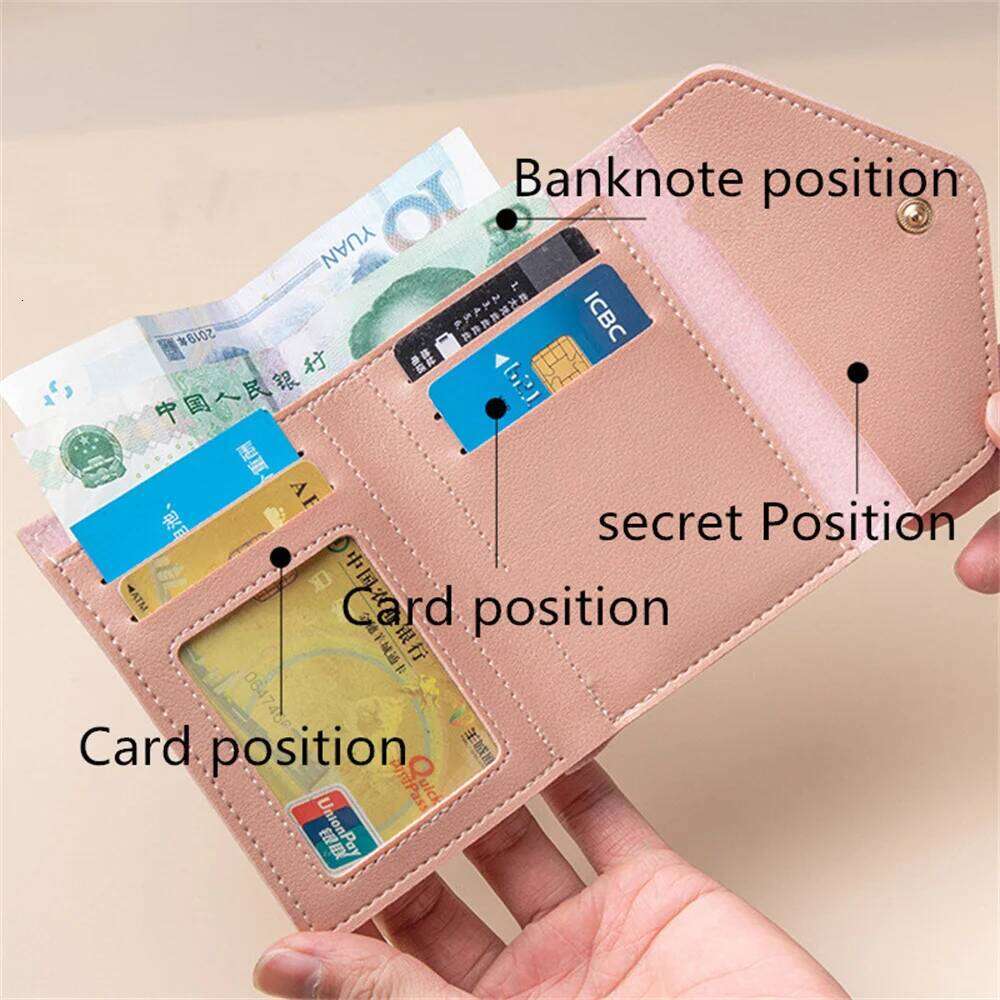 New Folding Envelope Cover Portable Holder Small Coin Purse Short Mini Wallet Women'S Ultra-Thin Credit Card Case Y260206
