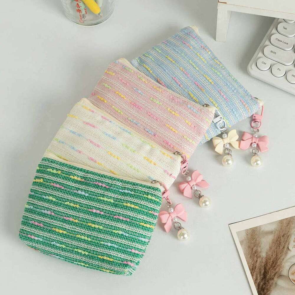 Small Cosmetic Make Up Bag Mini Striped Organizer Bags for Women Lipstick Makeup Children Cute Purse Coin Pouch Case Y260206