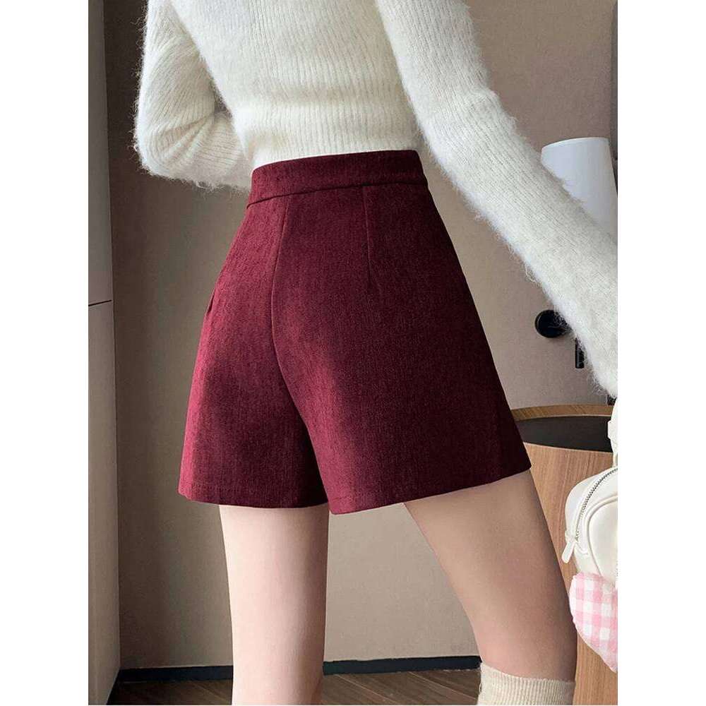 Fashion Pleated Woolen Winter Woman High Waist Streetwear Booty Skirts Shorts Women A-Line Culottes Wide Leg Short Femme H260206