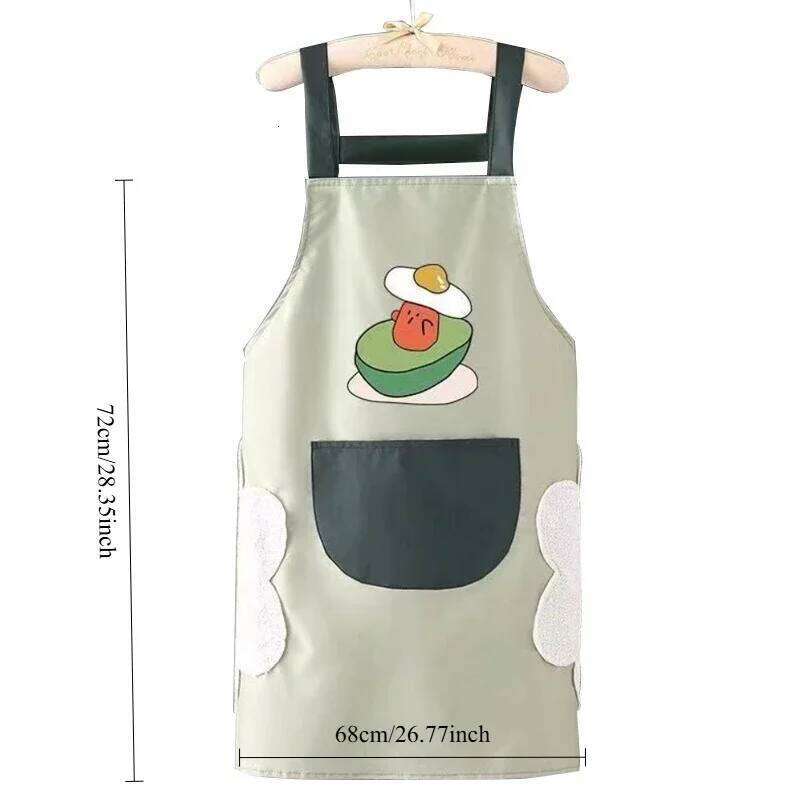 Avocado Apron Women's Kitchen Household Waterproof and Oil-proof Cooking Housework Waist Wiping Hand Strap Pocket Work Clothes S260205