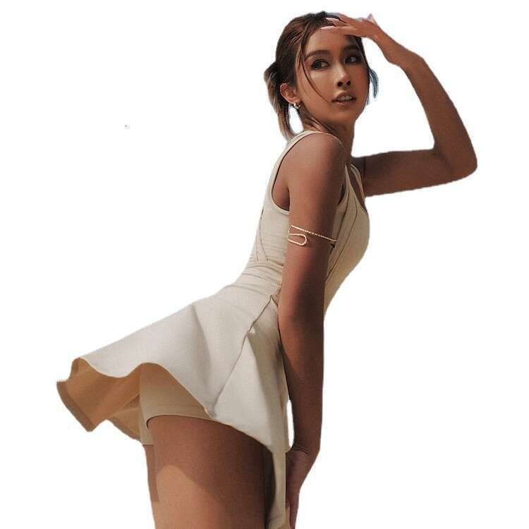 2026 Sleeveless Short Running Tennis Skirt Yoga Wear Sports Fitness Set Summer Women Elastic Slim Fit