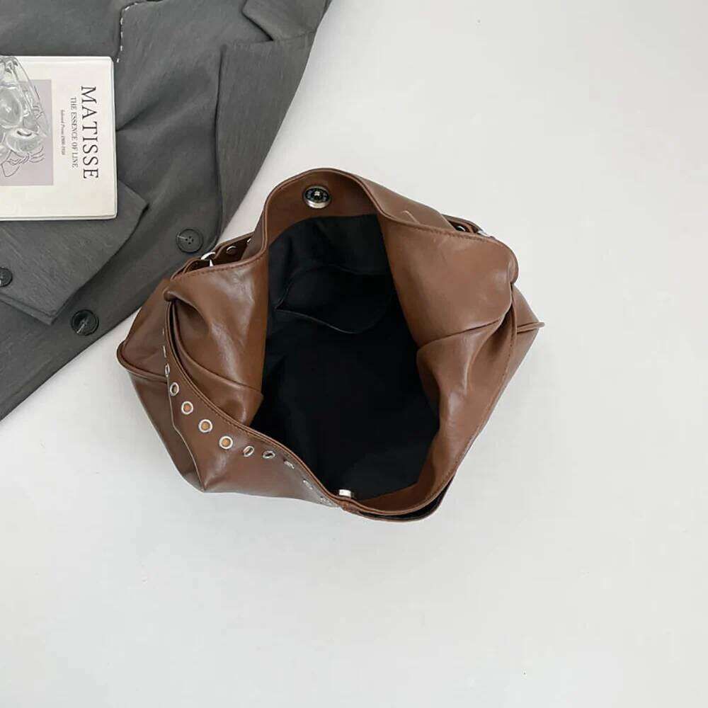 Women Large Capacity Soft Shoulder Bag Korean Style Solid Color Buckle Versatile Underarm Bags Commute All-Match Tote Handbags Y260205