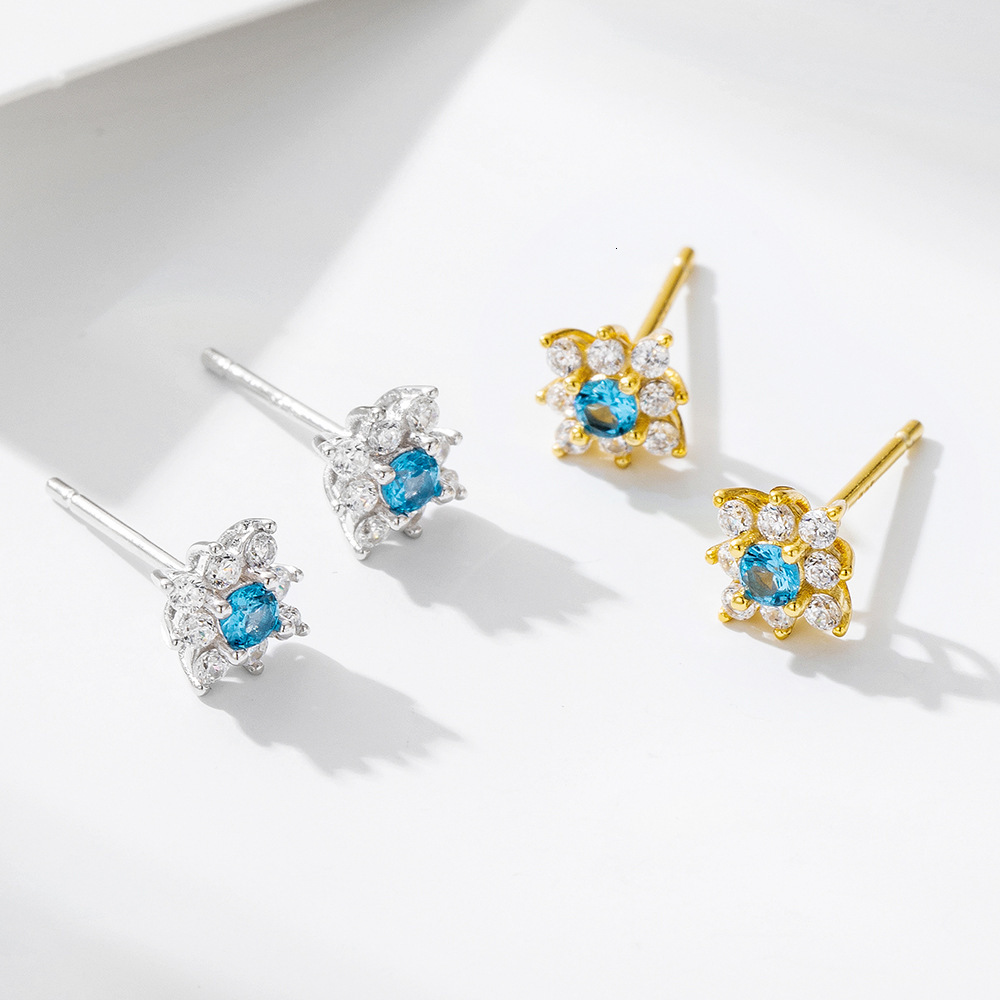 jewelry, fresh floral diamond-studded for women, s925 sterling silver, elegant micro-inlaid zircon flower earrings
