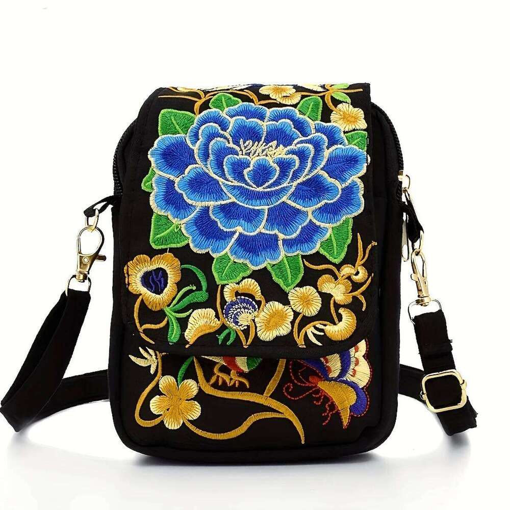 Embroidered National Style Cloth Waist Bag Oblique Span Shoulder Coin Mini Wallet Carry Vertical Square XJ260129