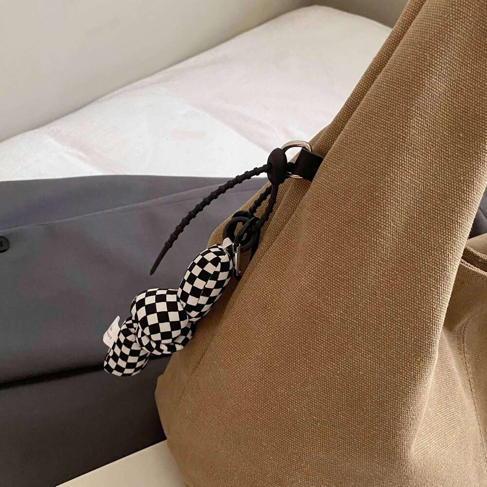 High Quality Big Tote Bags For Women Canvas Fabric Solid Color Large Capacity Underarm Shopper Shoulder Hobo Bag With Pendant Y260205